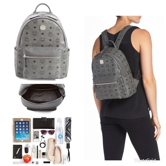 MCM Backpack “Small Stark” Coated Canvas in Grey - Picture 2 of 6